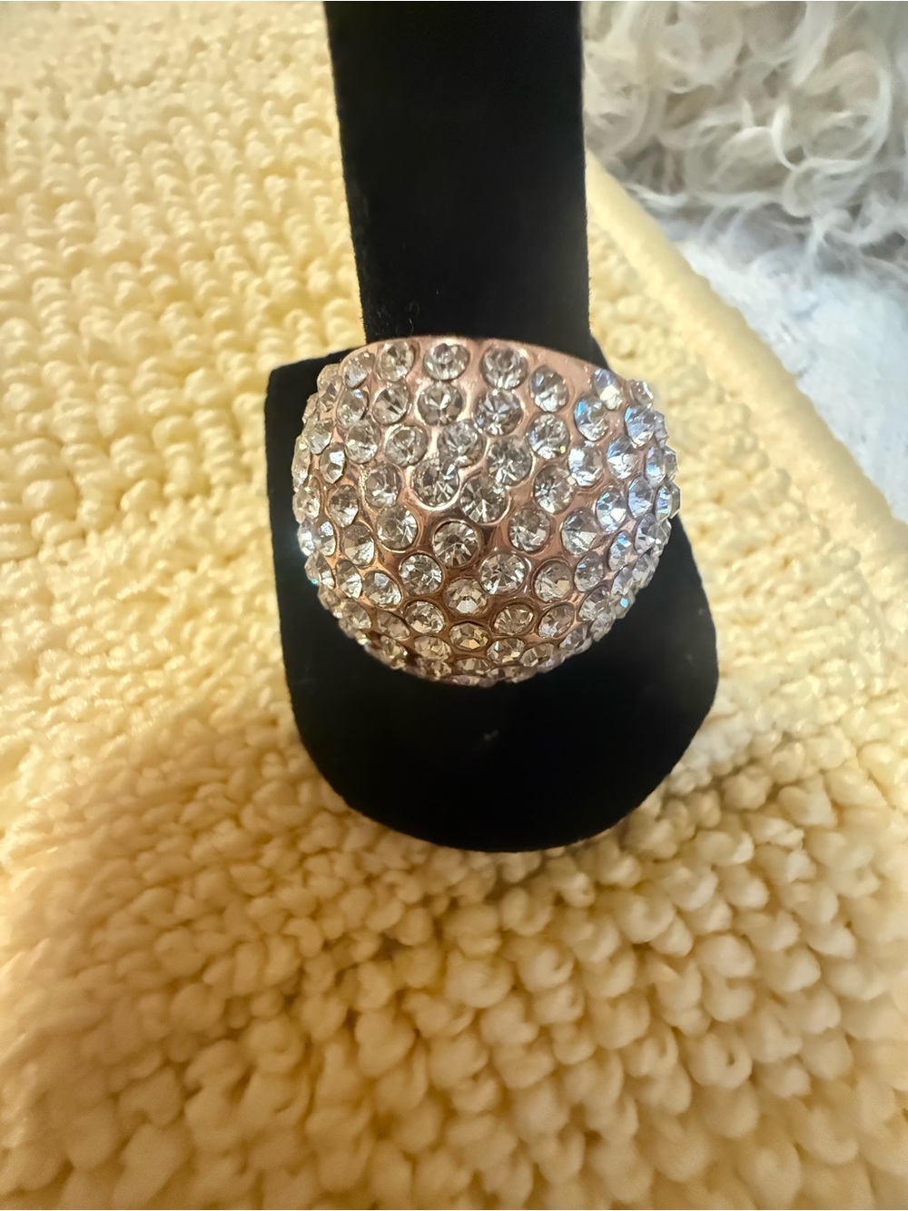 Charming Charlie Rose Gold Dome Ring with Clear Crystals
